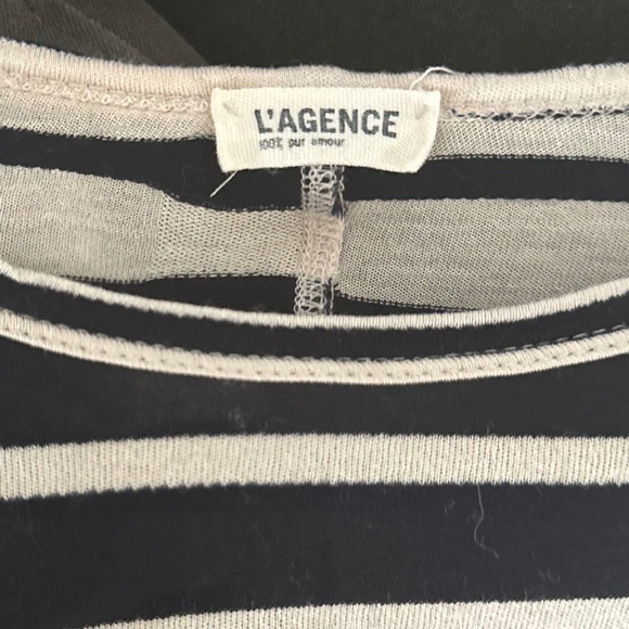 L'AGENCE Optical Illusion Longsleeve Top - Black and Ivory, Size M - Picture 3 of 9